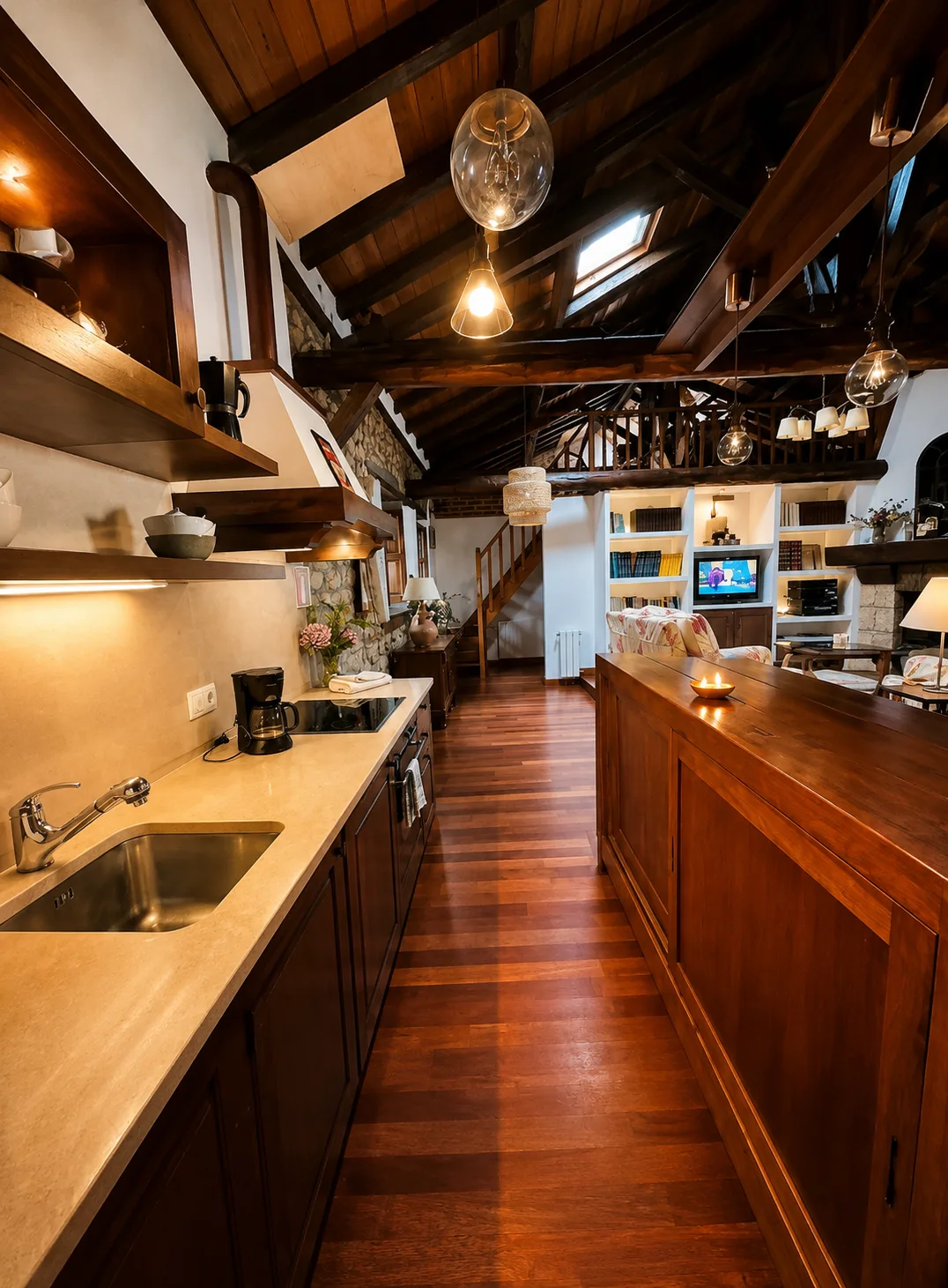 Cocina americana abierta al salón